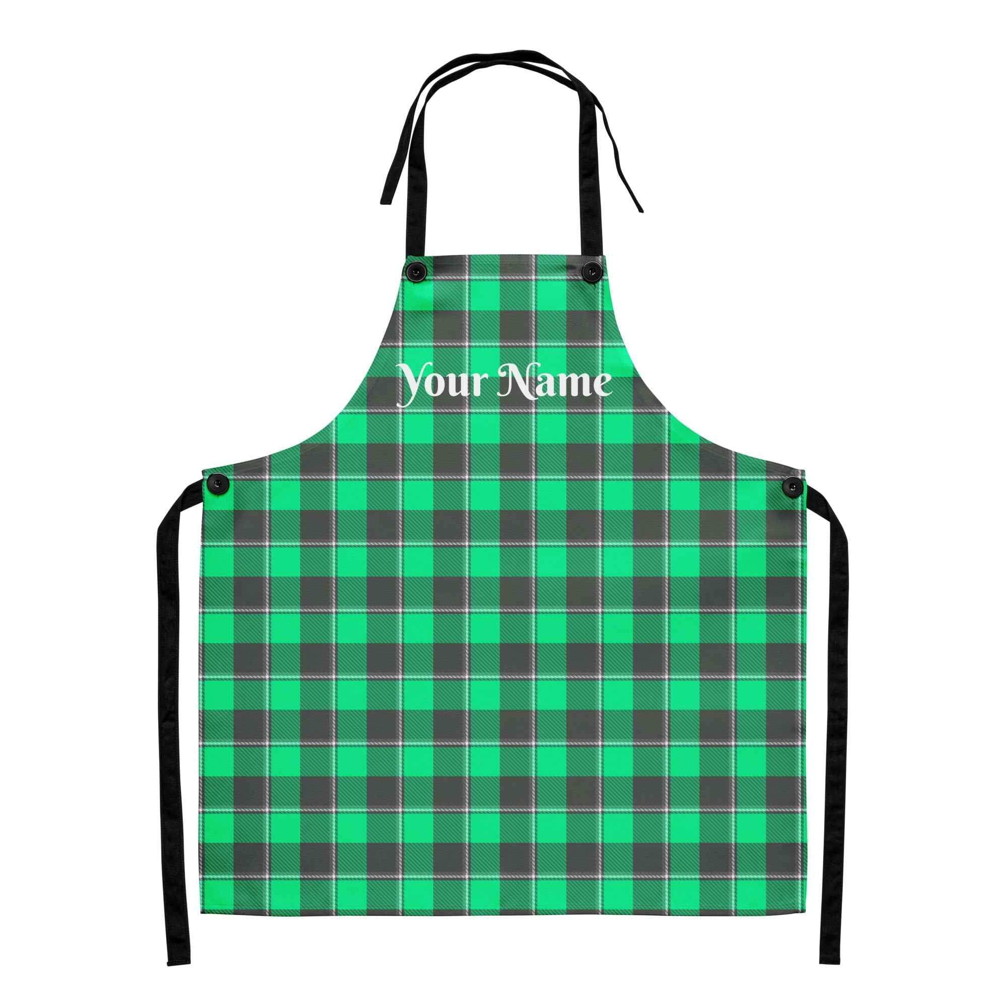 Personalized Spring Green and Finlandia Plaid Apron - Scottish Squares