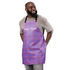 Personalized Viola and Dull Lavender Plaid Apron - Scottish Squares