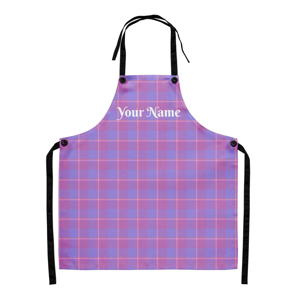 Personalized Viola and Dull Lavender Plaid Apron - Scottish Squares