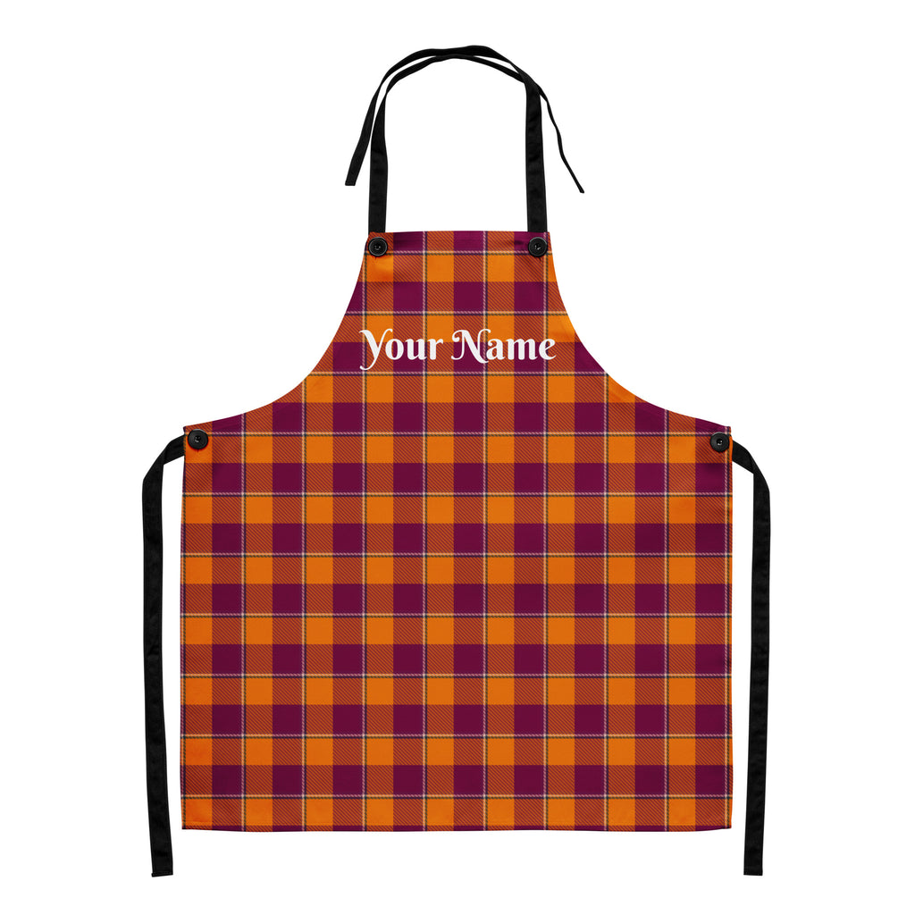 Personalized Tahiti Gold and Rose Bud Cherry Plaid Apron - Scottish Squares