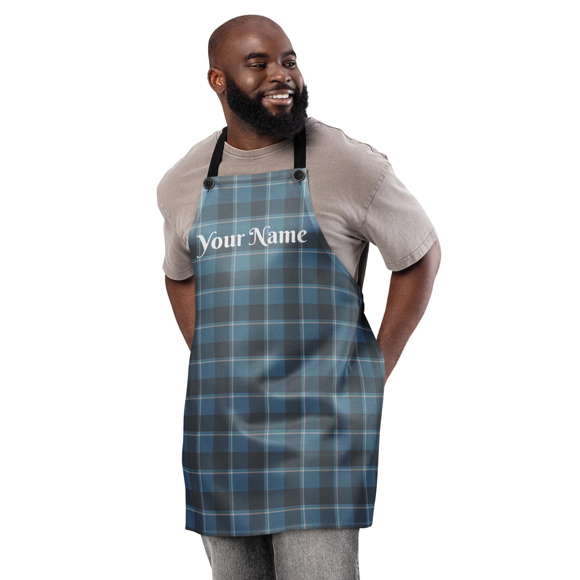 Personalized Hoki and Shuttle Gray Plaid Apron - Scottish Squares