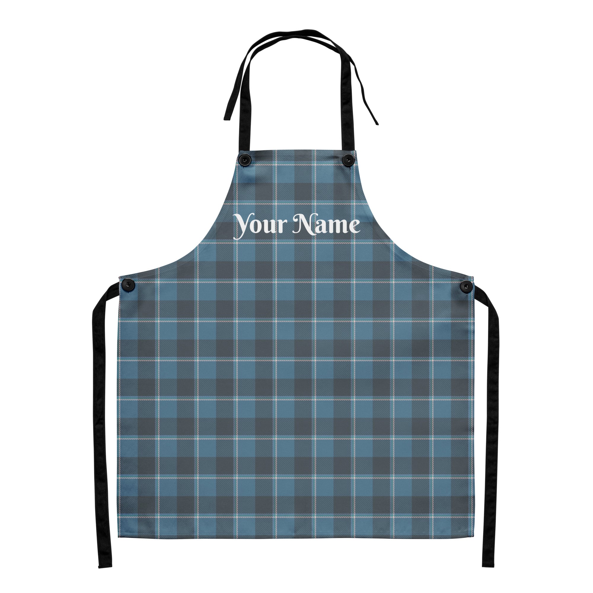 Personalized Hoki and Shuttle Gray Plaid Apron - Scottish Squares