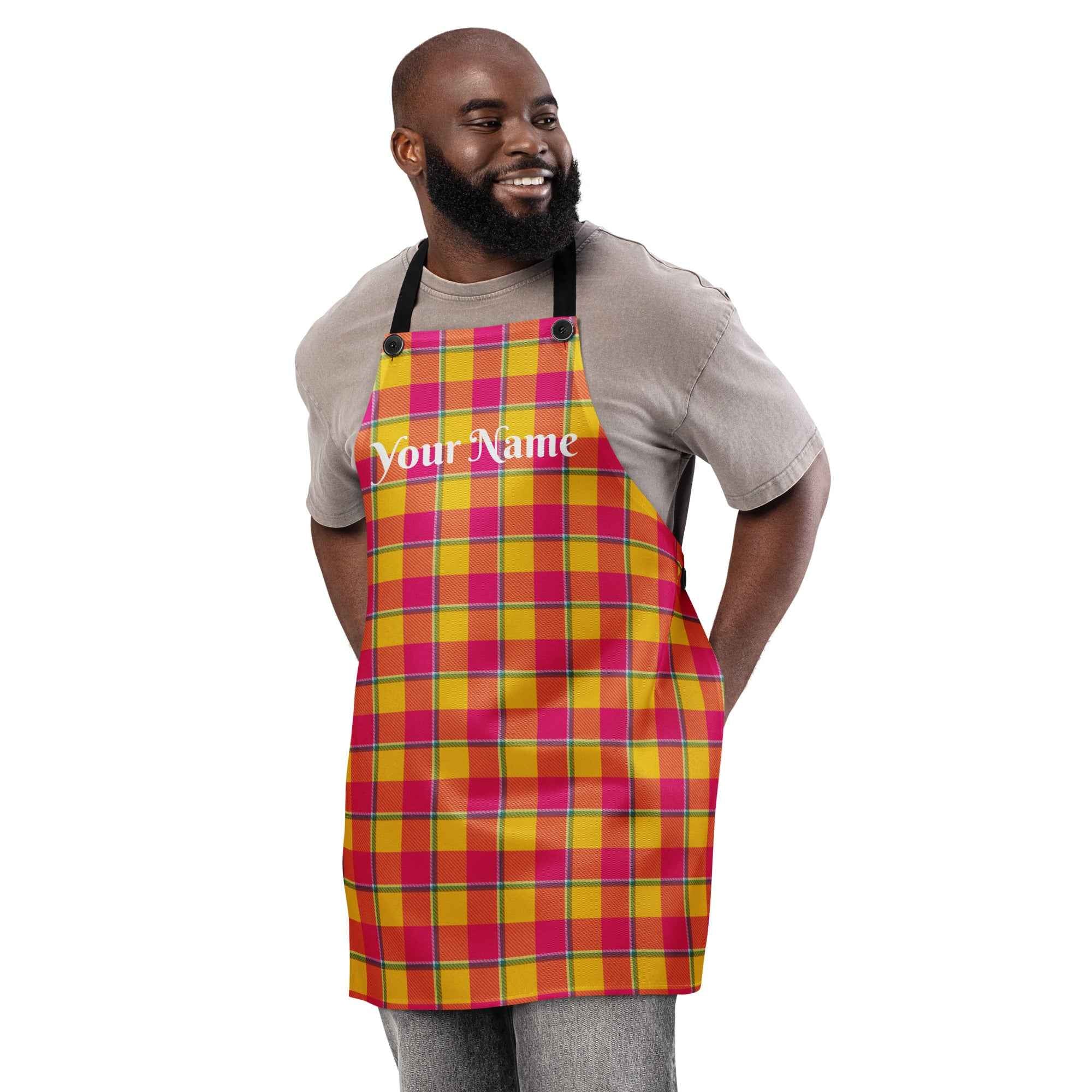 Personalized Corn and Razzmatazz Plaid Apron - Scottish Squares