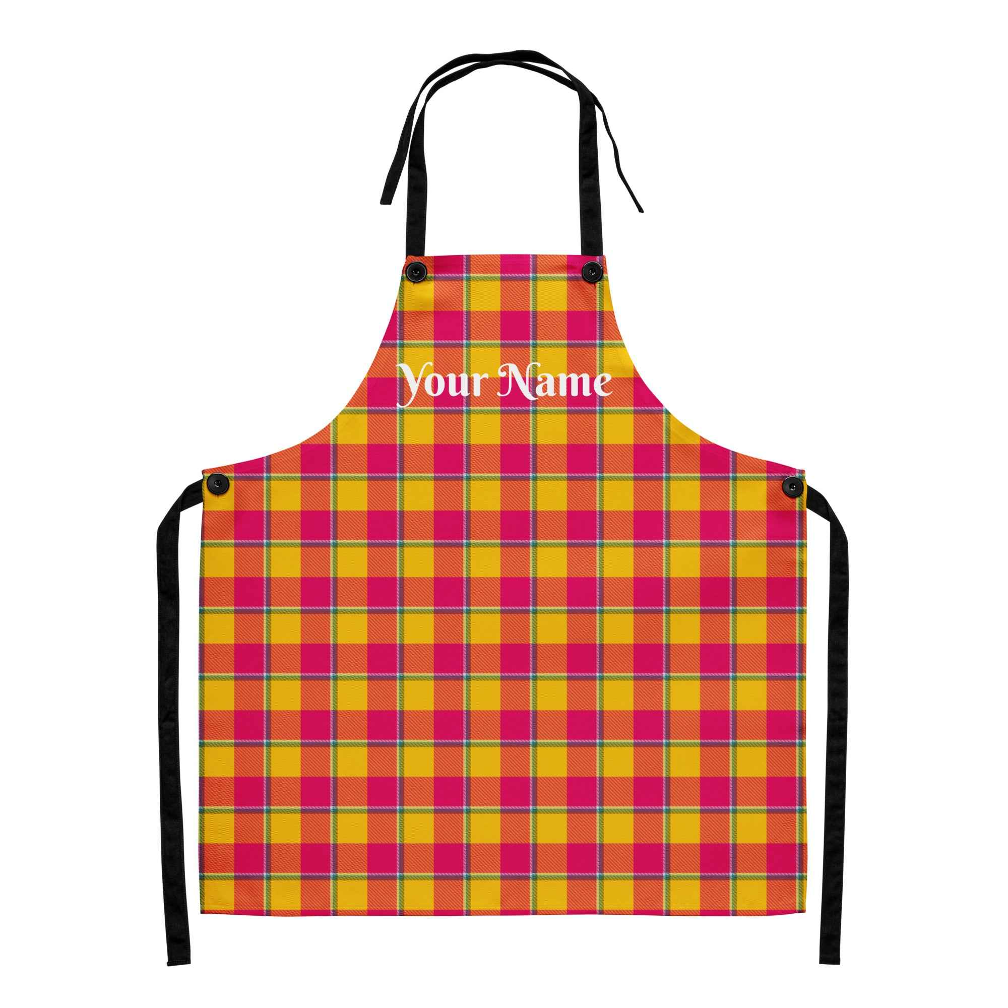 Personalized Corn and Razzmatazz Plaid Apron - Scottish Squares