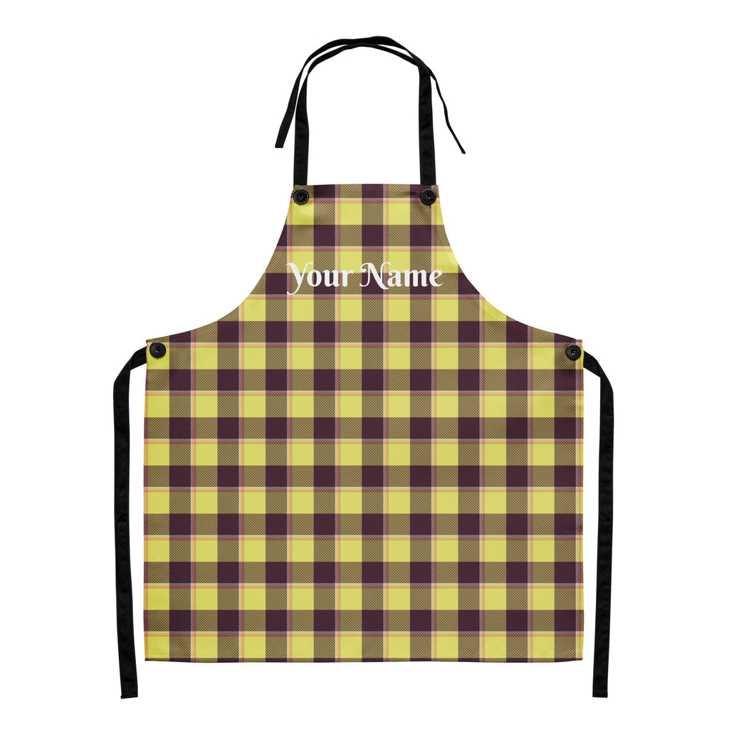 Personalized Flax and Livid Brown Plaid Apron - Scottish Squares