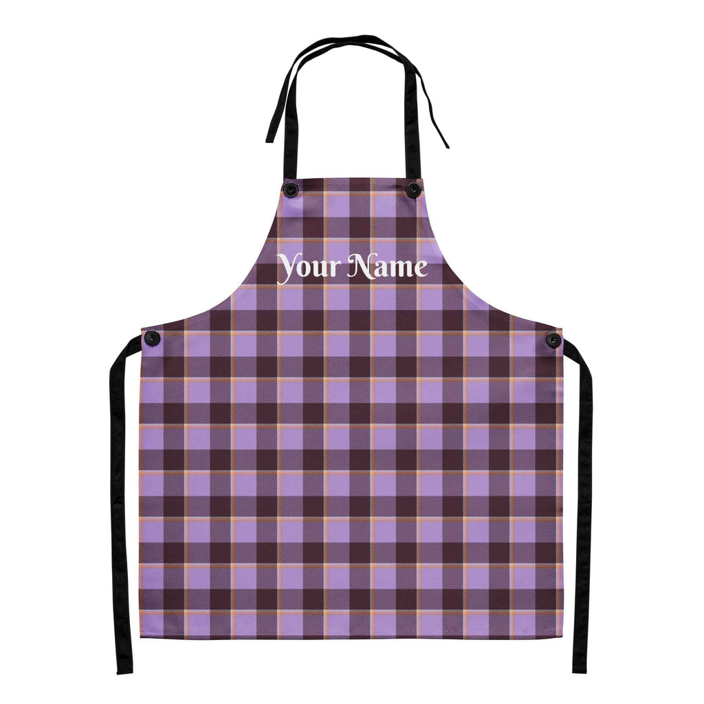 Personalized Light Wisteria and Livid Brown Plaid Apron - Scottish Squares