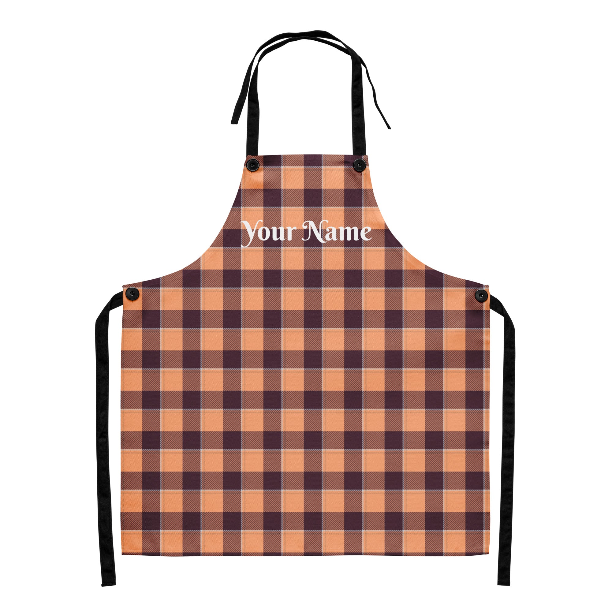 Personalized Hit Pink and Livid Brown Plaid Apron - Scottish Squares