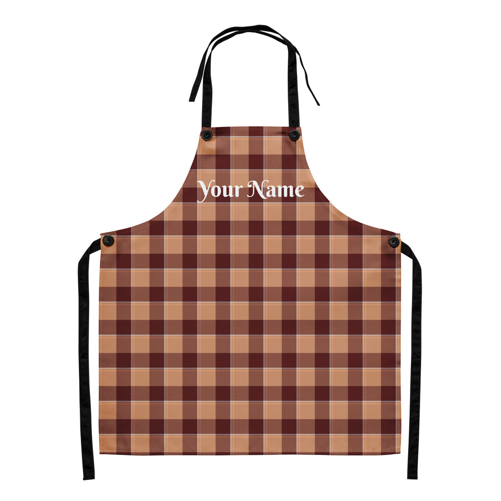 Personalized Whiskey and Livid Brown Plaid Apron - Scottish Squares