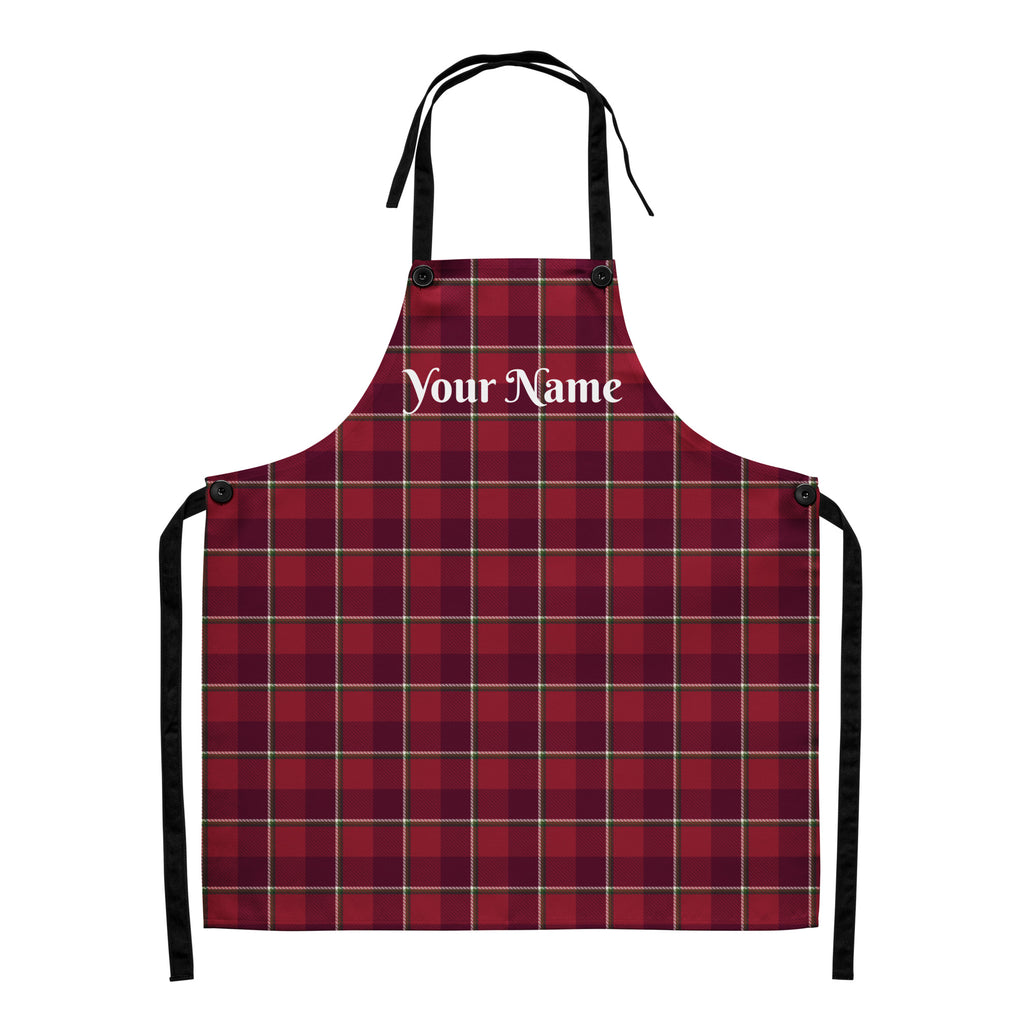 Personalized Old Brick and Cab Sav Plaid Apron - Scottish Squares