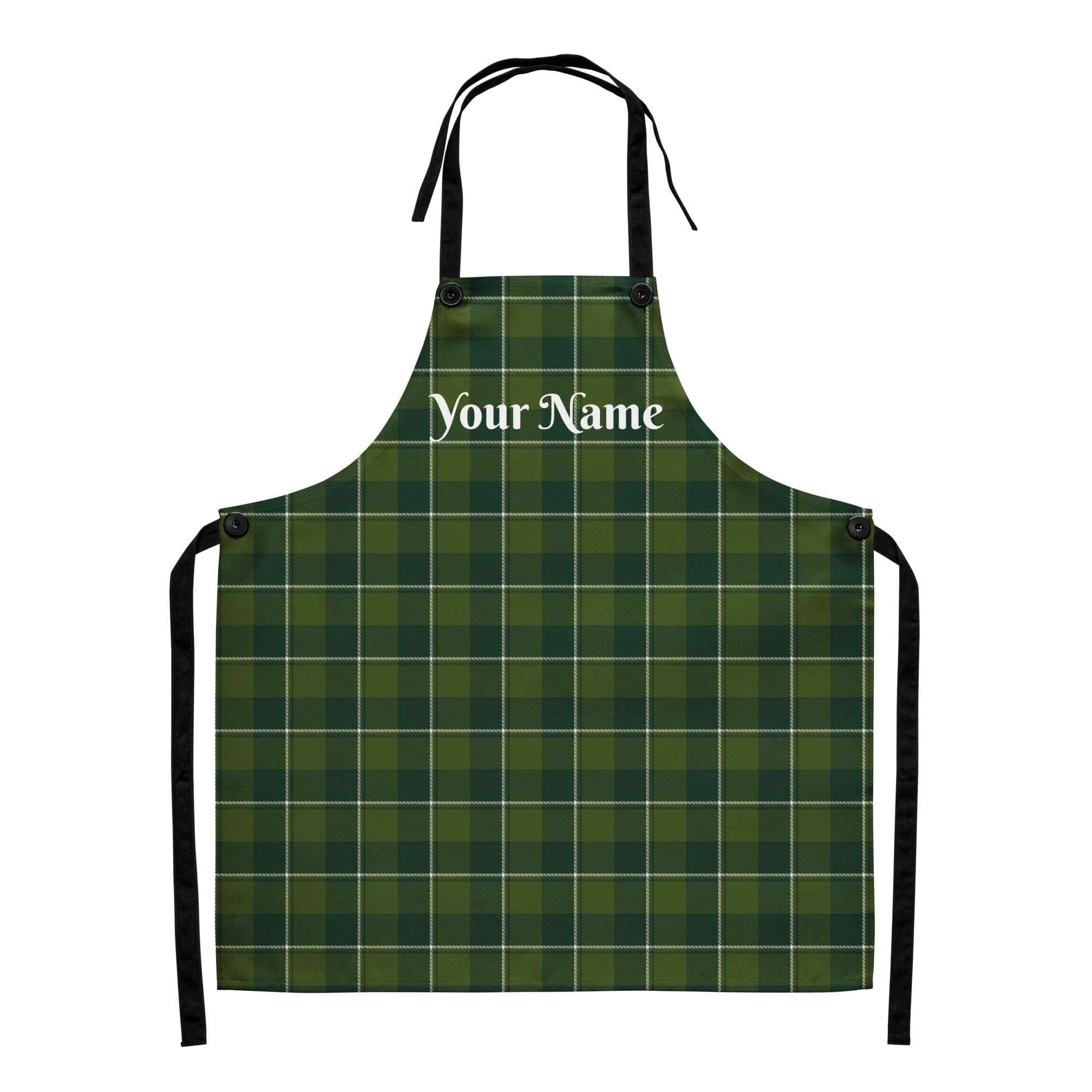 Personalized Woodland and Evergreen Plaid Apron - Scottish Squares