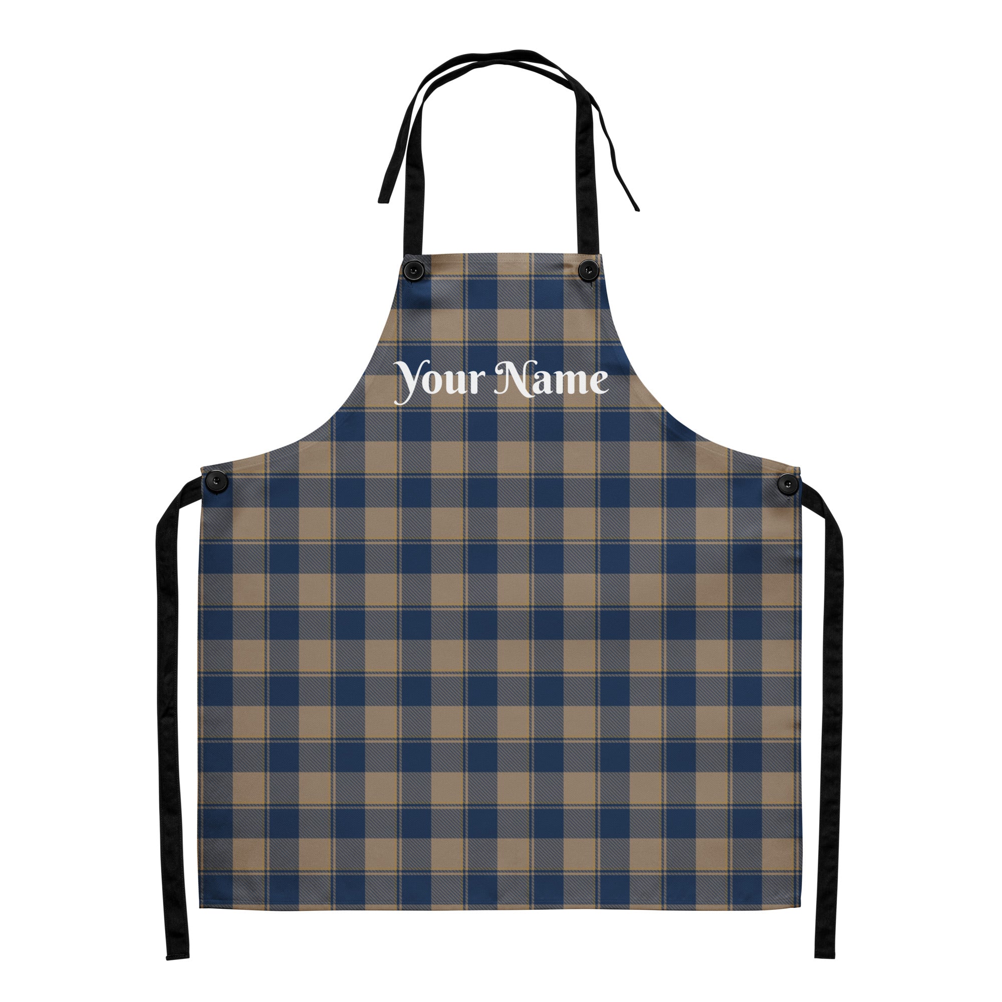 Personalized Cello and Donkey Brown Plaid Apron - Scottish Squares