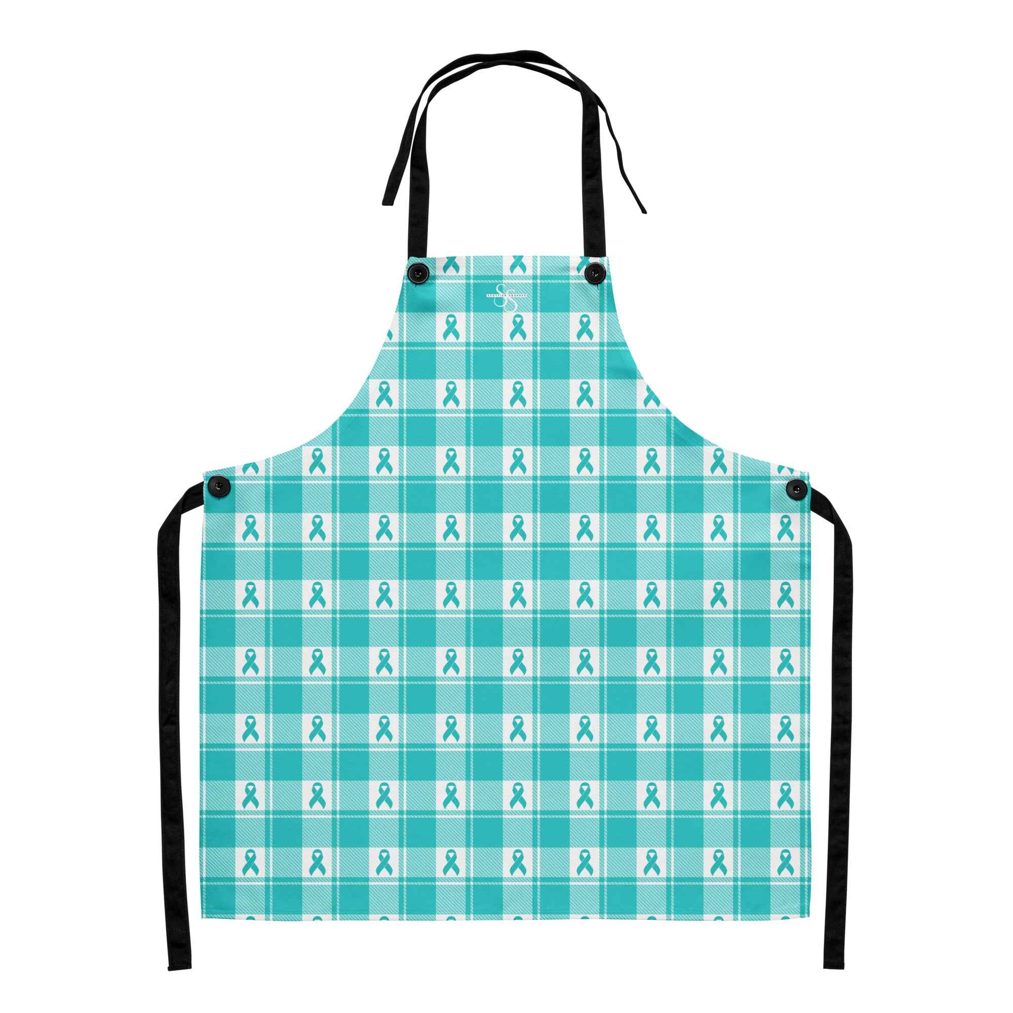 Apron Ovarian Cancer Awareness Plaid - Scottish Squares