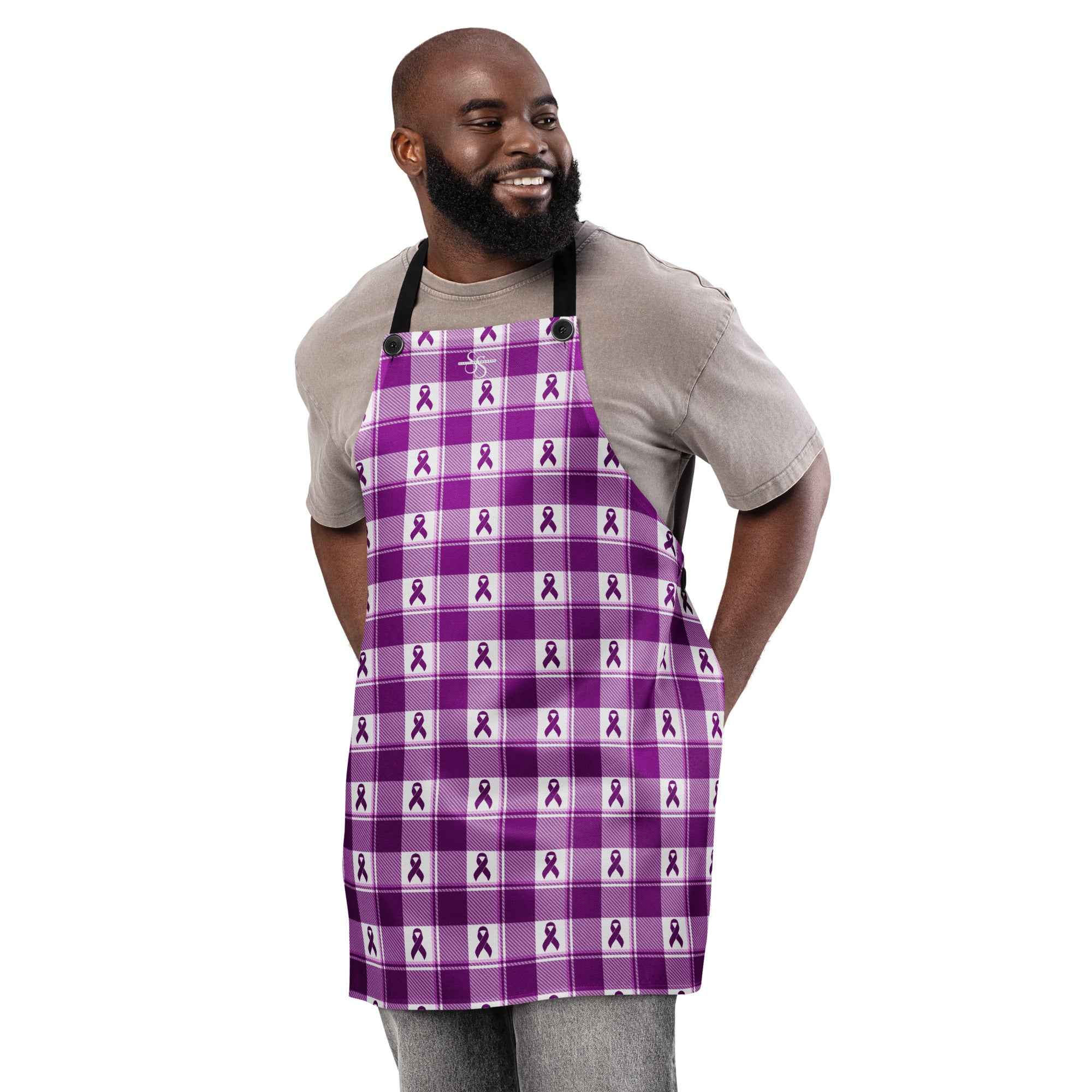 Apron Pancreatic Cancer Awareness Plaid - Scottish Squares