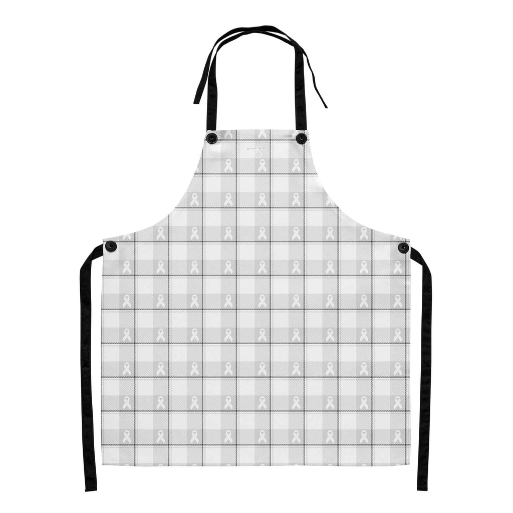 Apron Lung Cancer Awareness Plaid, White Ribbon, Supportive Gift - Scottish Squares