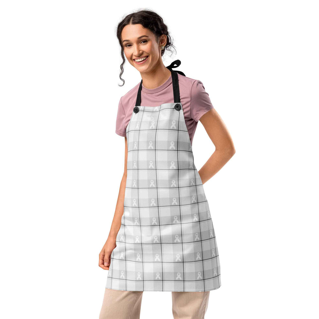 Apron Lung Cancer Awareness Plaid, White Ribbon, Supportive Gift Default Title - Scottish Squares