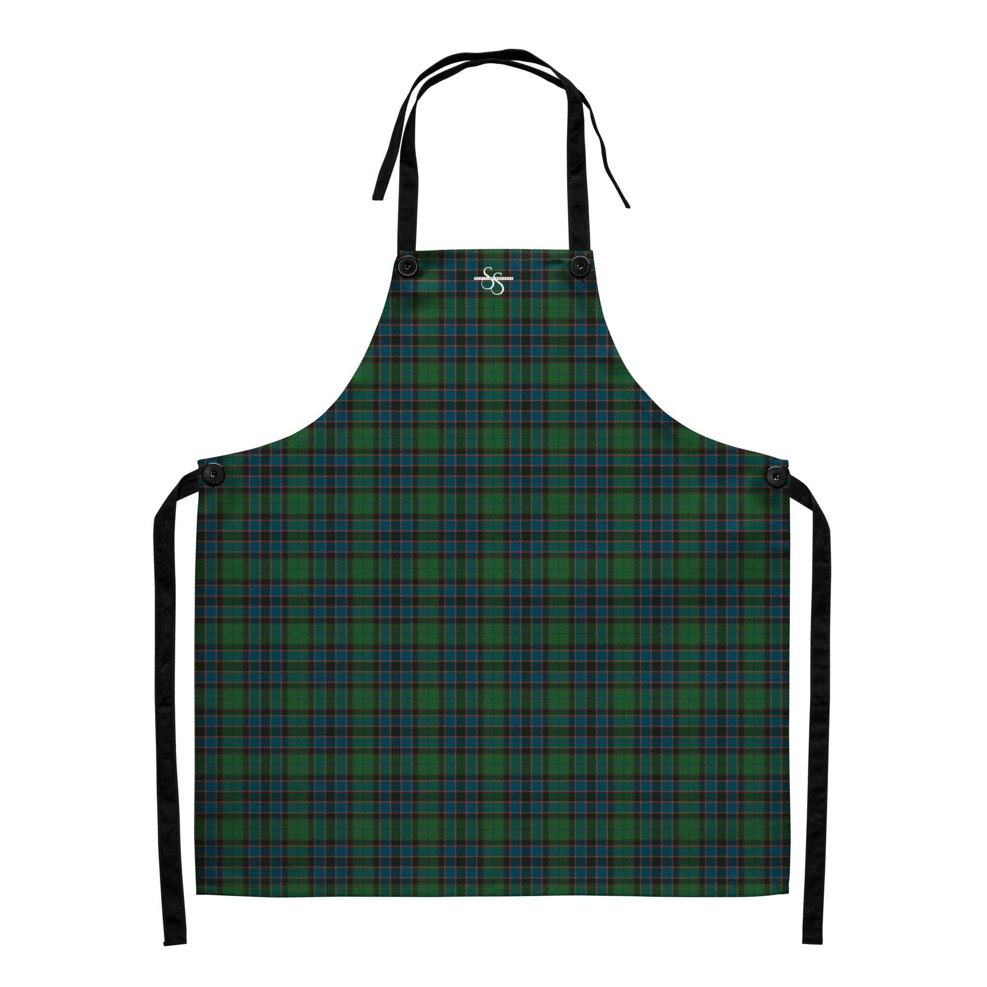 Apron Green Blue Orange Plaid Tartan
