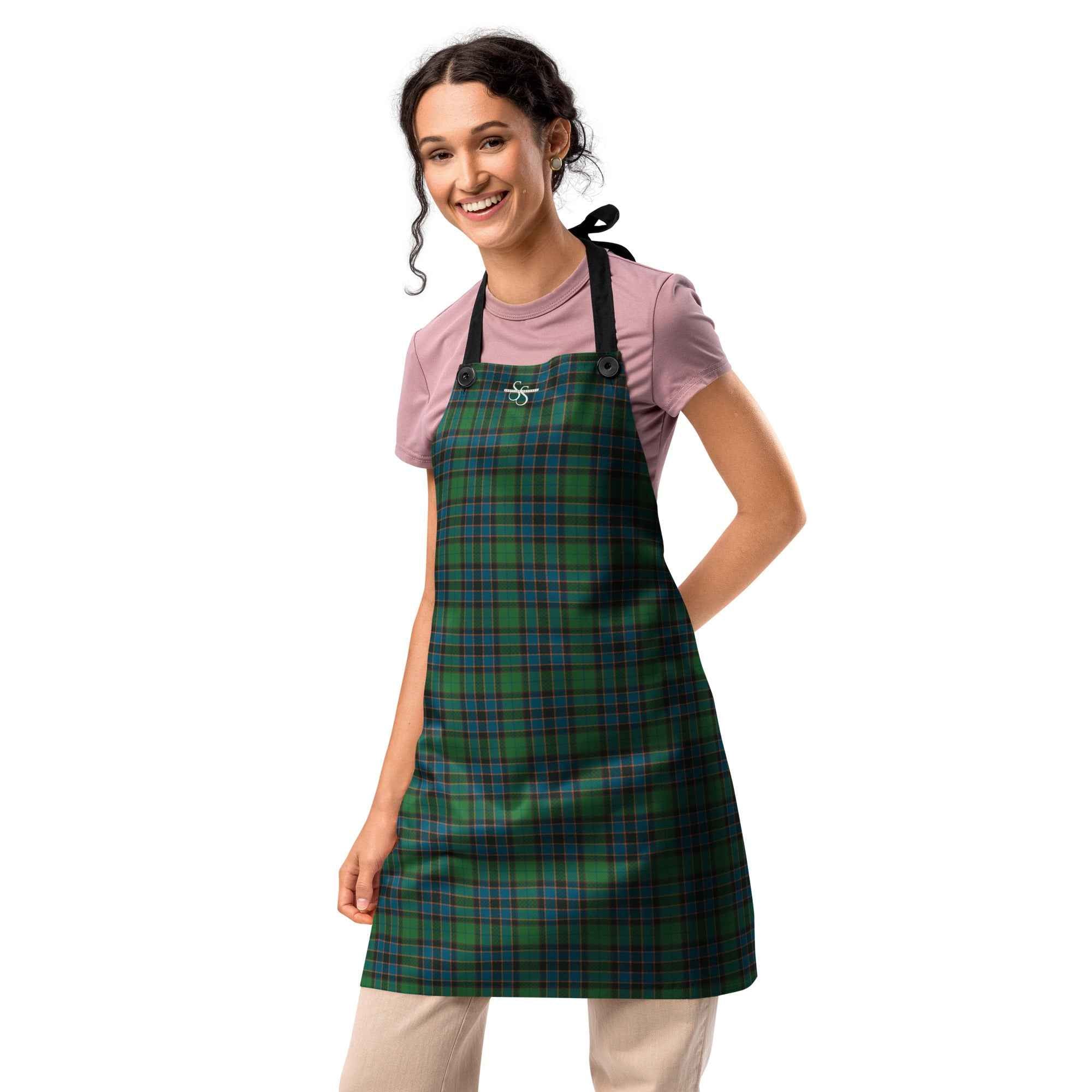 Apron Green Blue Orange Plaid Tartan