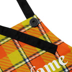 Personalized Blaze Orange and Bird Flower Plaid Apron - Scottish Squares