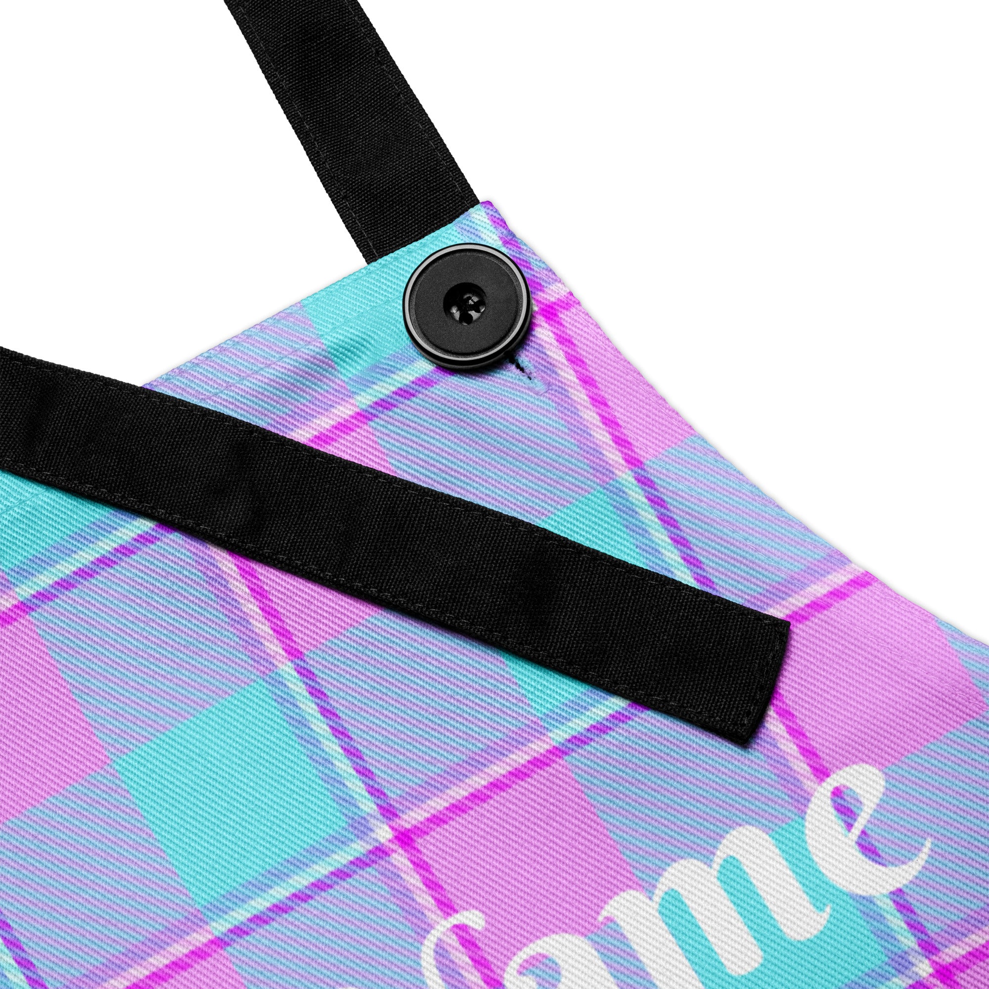 Personalized Mauve and Coastal Mist Plaid Apron - Scottish Squares