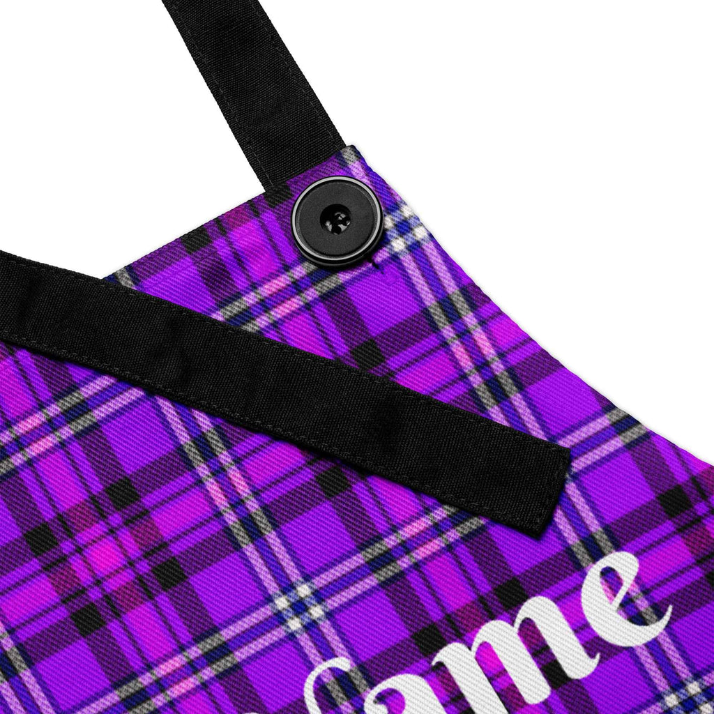 Personalized Electric Violet and Fuchsia Plaid Apron - Scottish Squares