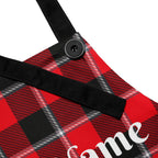 Personalized Red Ribbon and Heavy Metal Plaid Apron - Scottish Squares