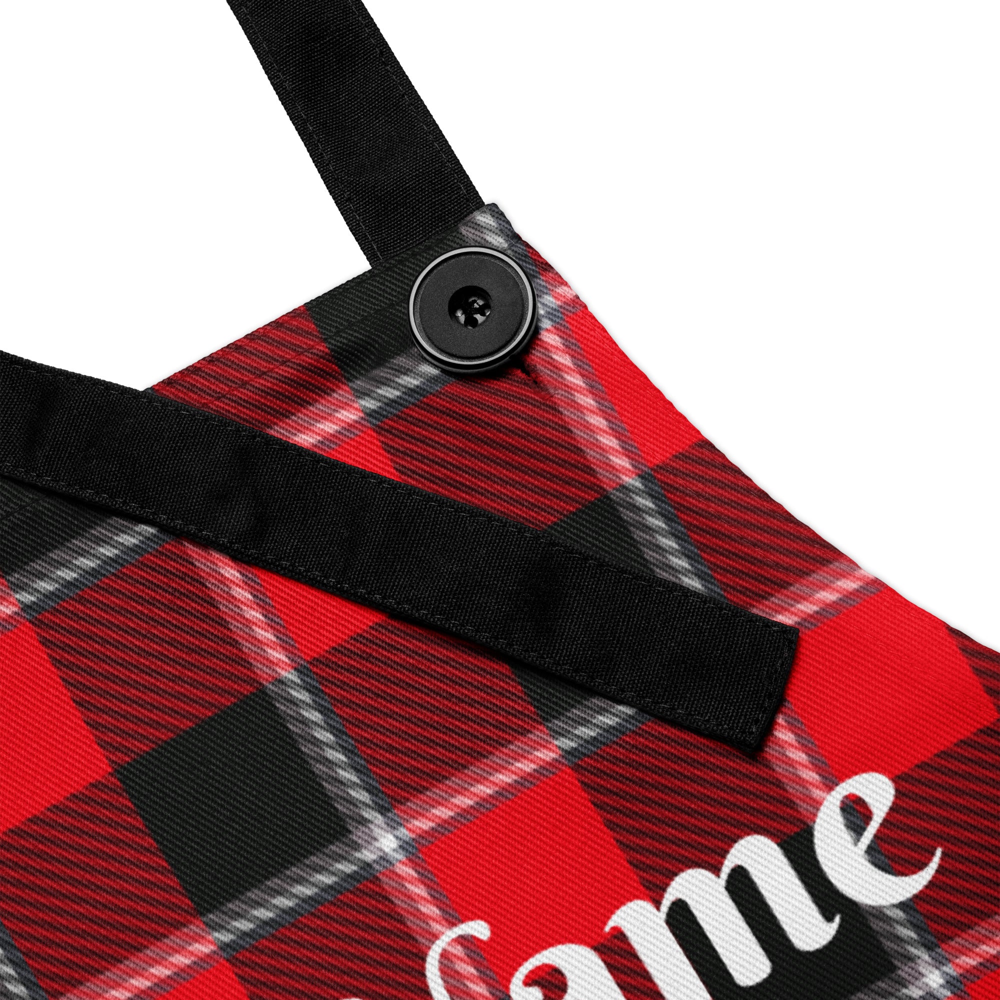 Personalized Red Ribbon and Heavy Metal Plaid Apron - Scottish Squares