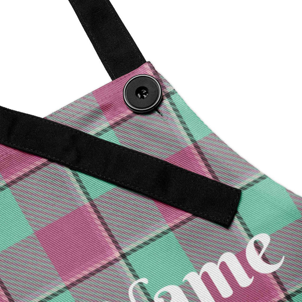 Personalized Vista Blue and Turkish Rose Plaid Apron - Scottish Squares