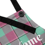 Personalized Vista Blue and Turkish Rose Plaid Apron - Scottish Squares