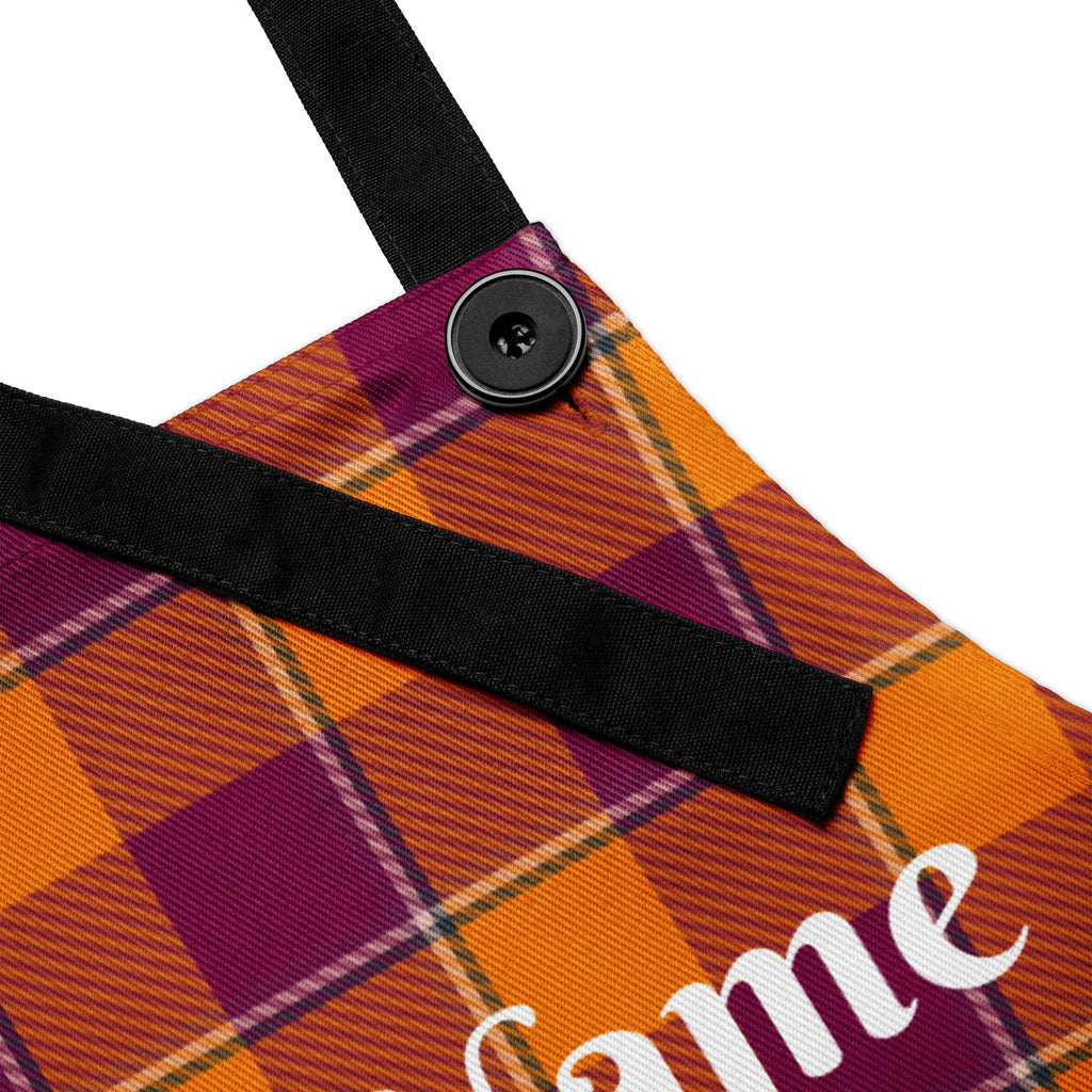 Personalized Tahiti Gold and Rose Bud Cherry Plaid Apron - Scottish Squares