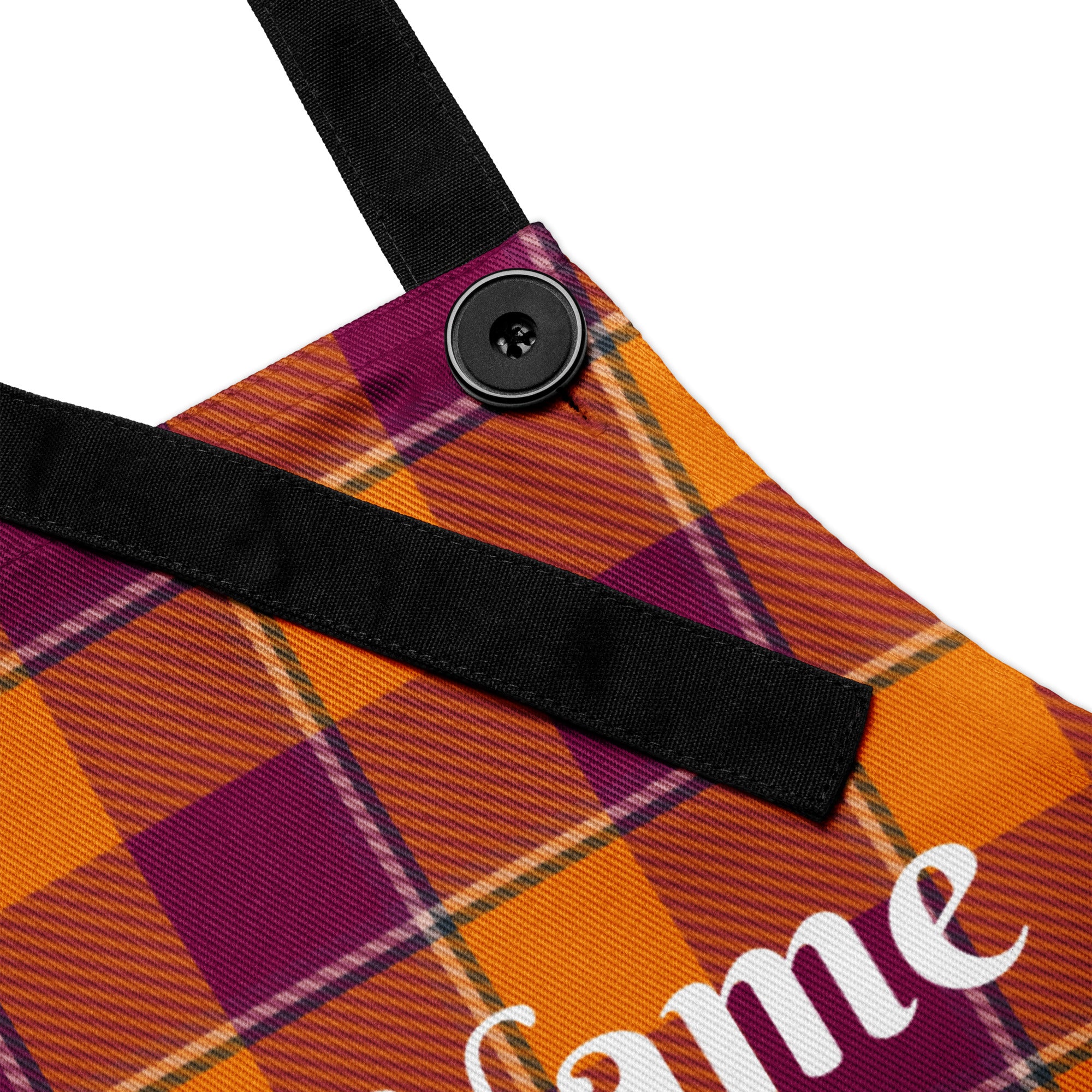 Personalized Tahiti Gold and Rose Bud Cherry Plaid Apron - Scottish Squares