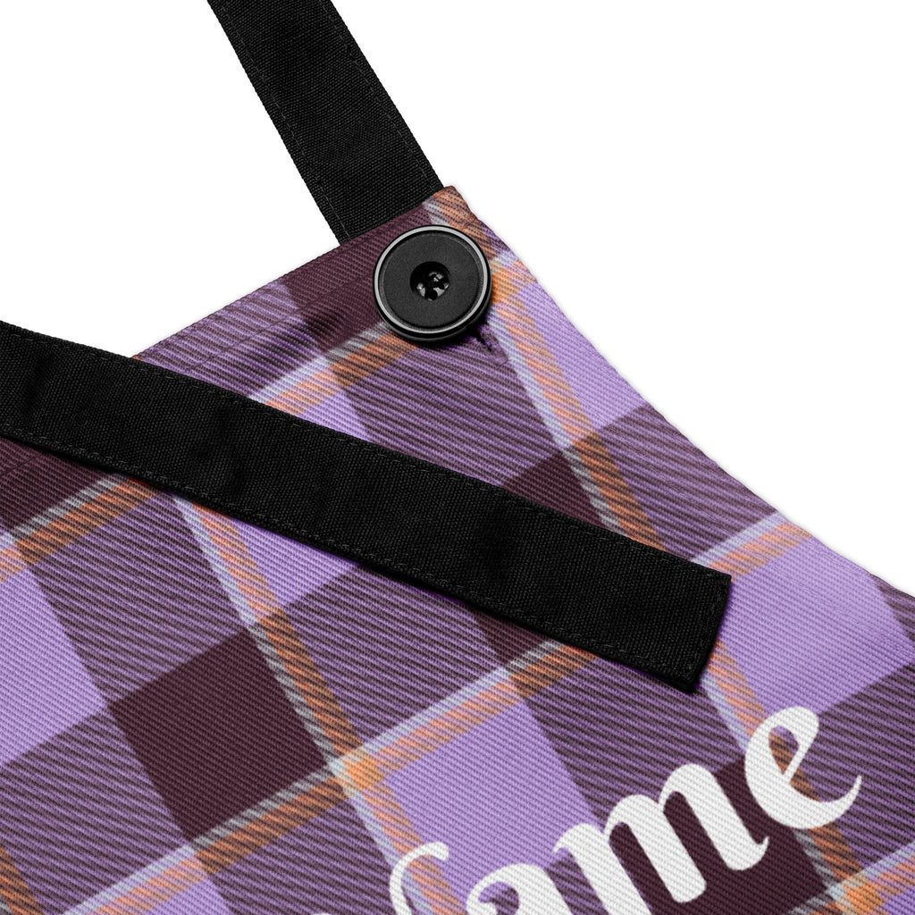 Personalized Light Wisteria and Livid Brown Plaid Apron - Scottish Squares