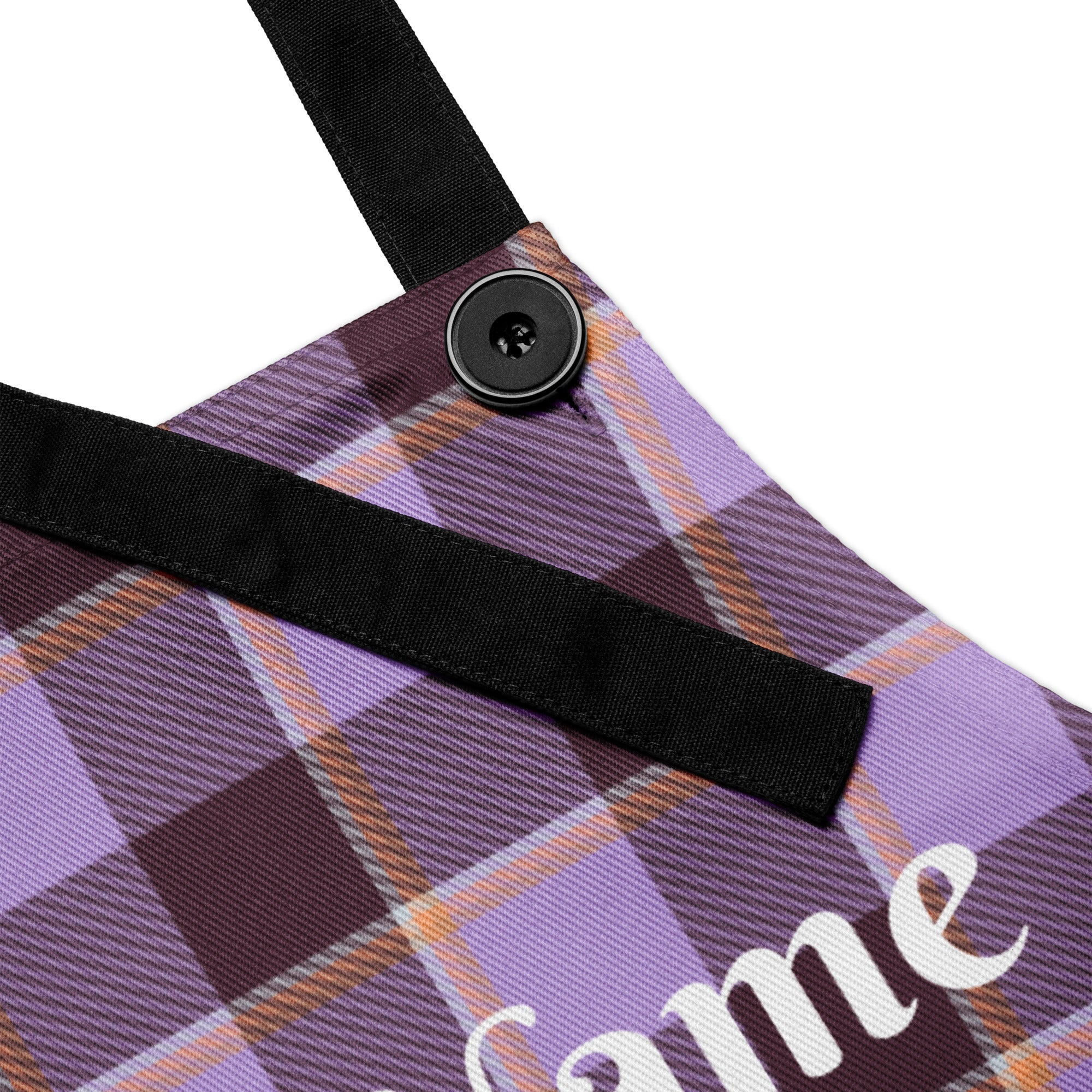 Personalized Light Wisteria and Livid Brown Plaid Apron - Scottish Squares