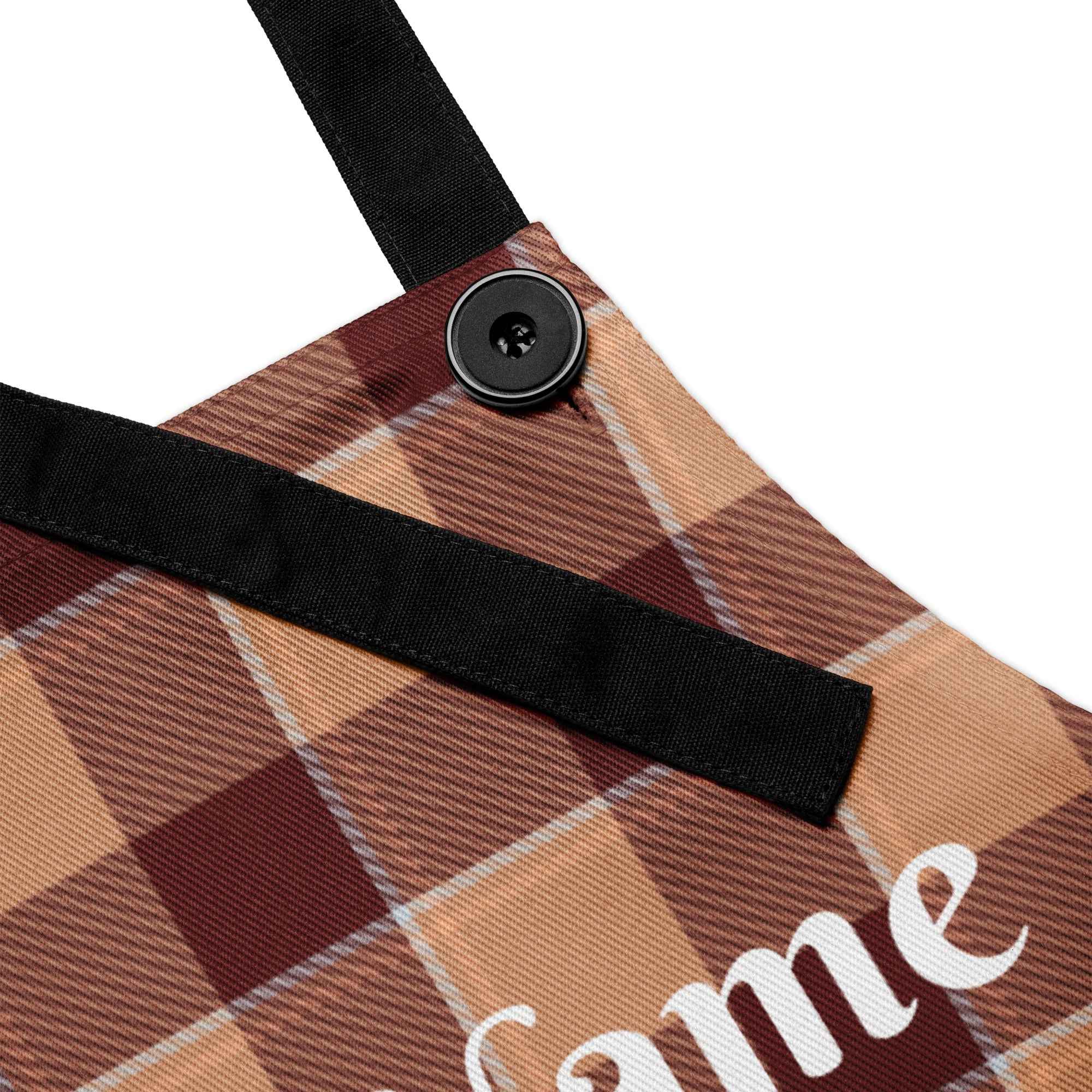 Personalized Whiskey and Livid Brown Plaid Apron - Scottish Squares