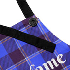 Personalized Cornflower Blue and Livid Brown Apron - Scottish Squares