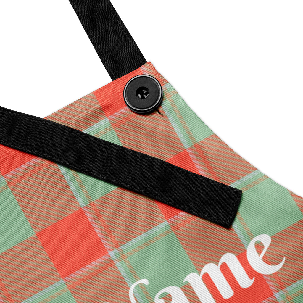 Personalized Spring Rain and Persimmon Plaid Apron - Scottish Squares
