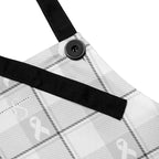 Apron Lung Cancer Awareness Plaid, White Ribbon, Supportive Gift - Scottish Squares
