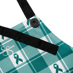 Apron Cervical Cancer Awareness Plaid, Teal Ribbon, Supportive Gift - Scottish Squares