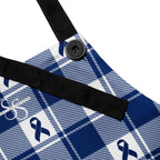 Apron Colorectal Awareness Plaid, Dark Blue Ribbon, Supportive Gift - Scottish Squares
