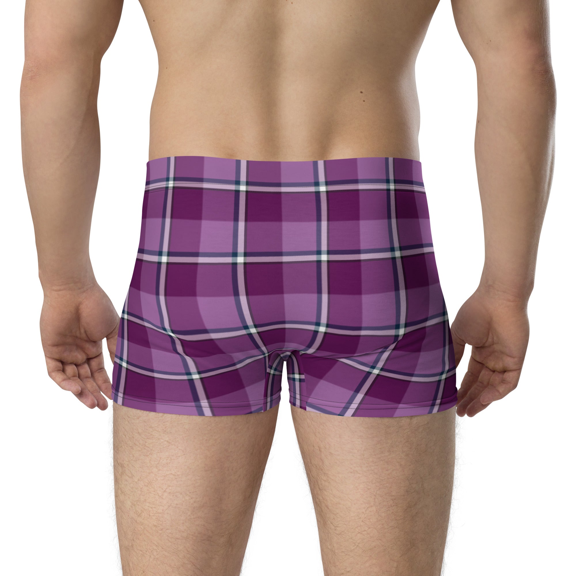 Purple and Trendy Pink Plaid Boxer Briefs - Scottish Squares