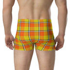 Blaze Orange and Bird Flower Plaid Boxer Briefs - Scottish Squares