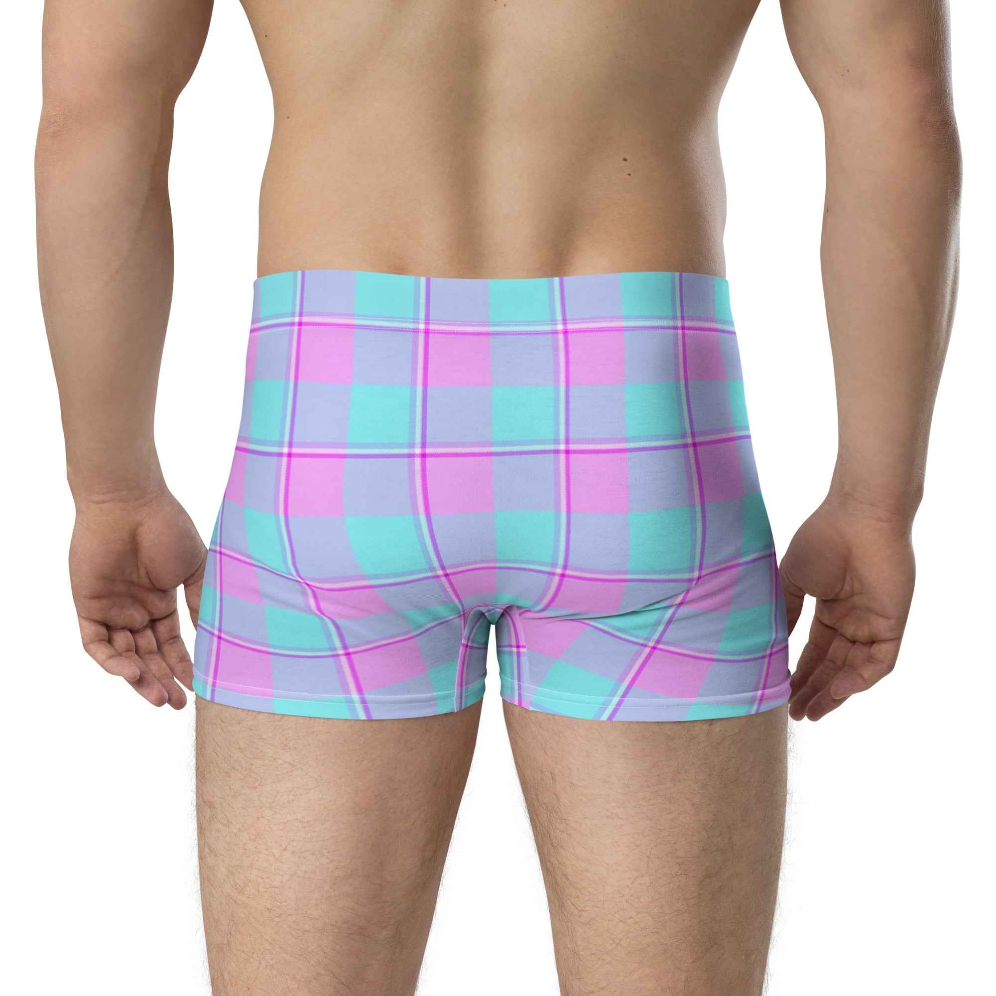 Mauve and Coastal Mist Plaid Boxer Briefs - Scottish Squares