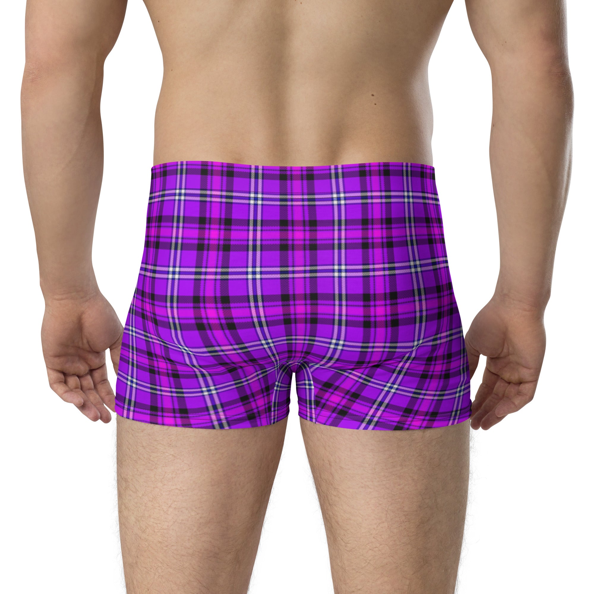 Electric Violet and Fuchsia Plaid Boxer Briefs - Scottish Squares