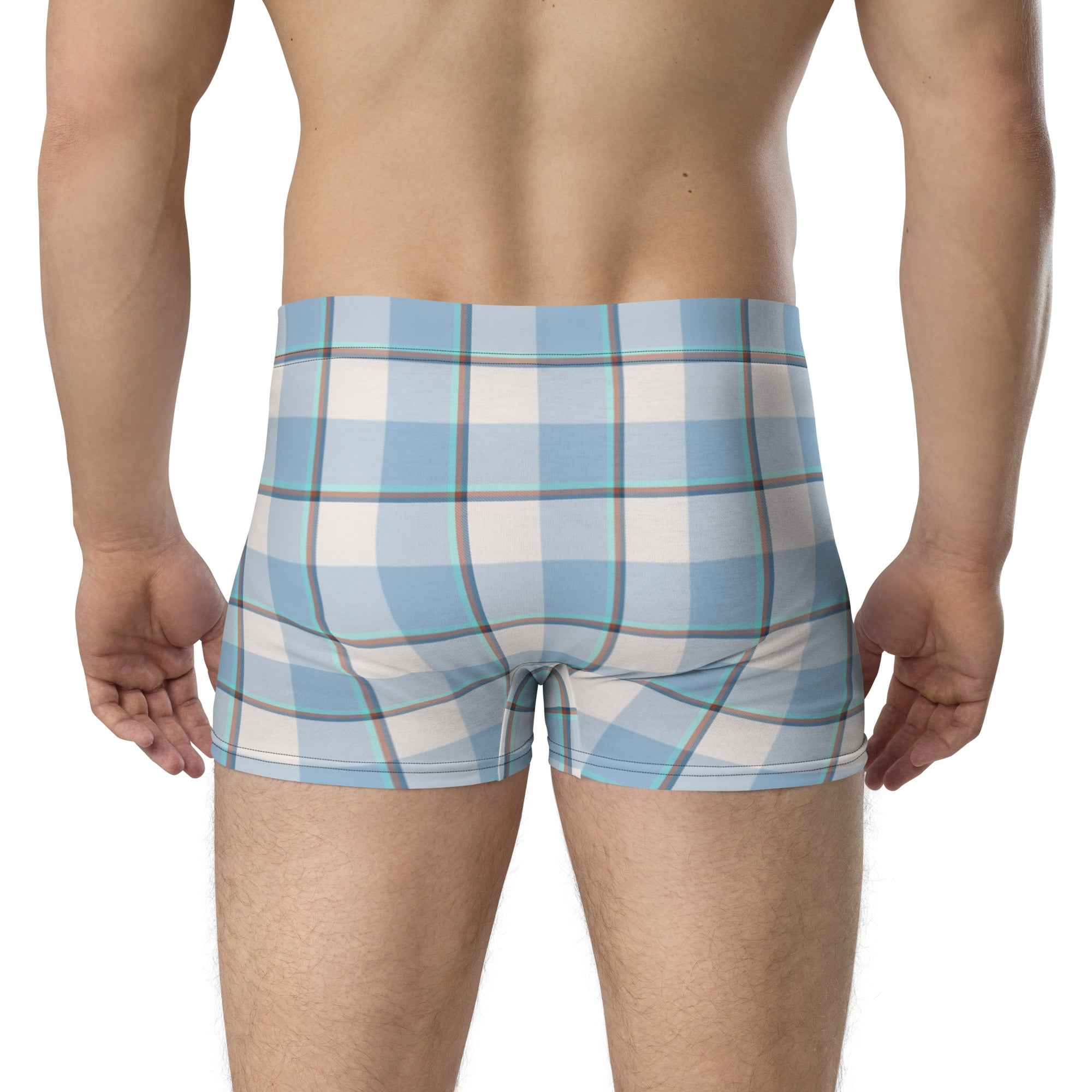Pink Cloud and Blue Lagoon Plaid Boxer Briefs - Scottish Squares