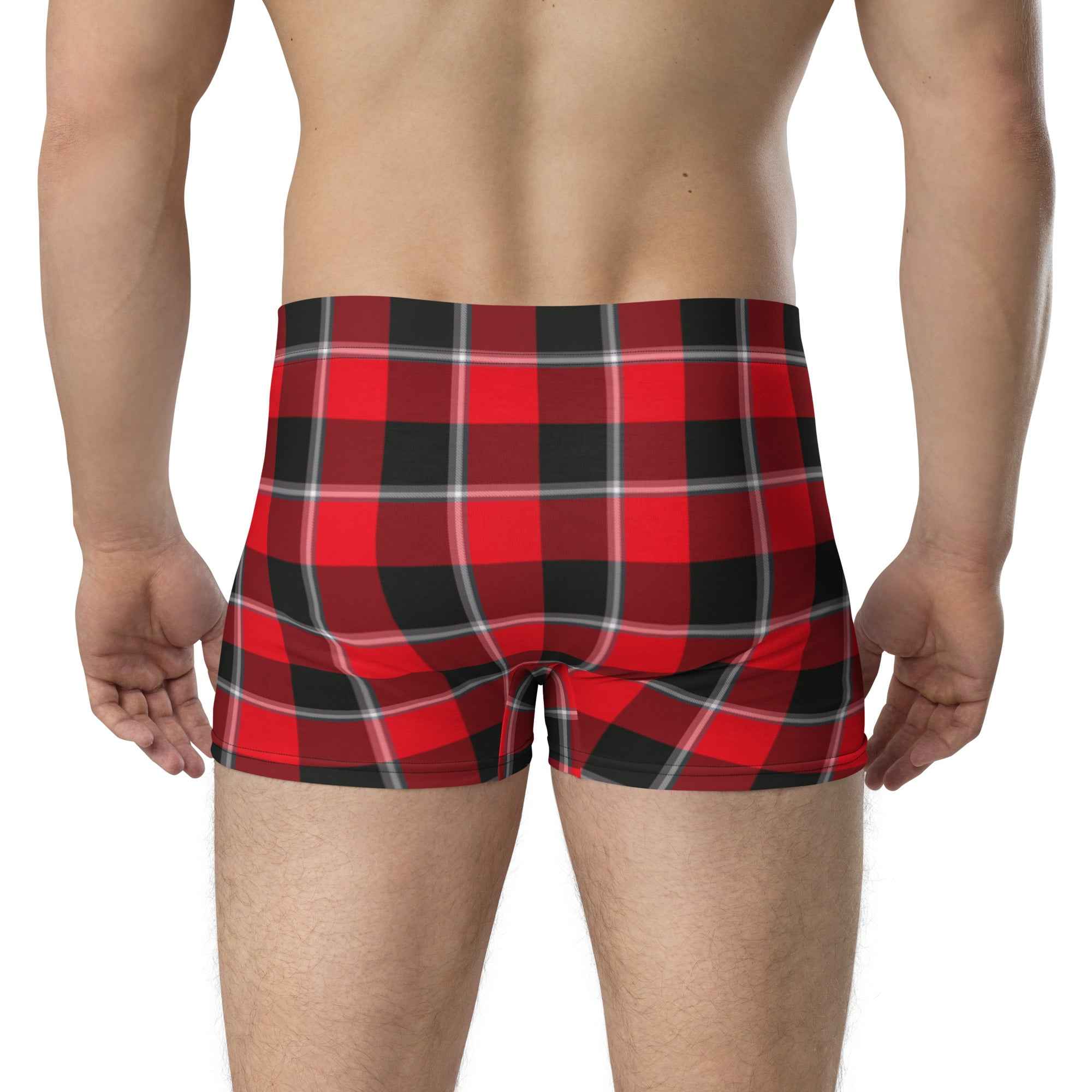 Red Ribbon and Heavy Metal Plaid Boxer Briefs - Scottish Squares