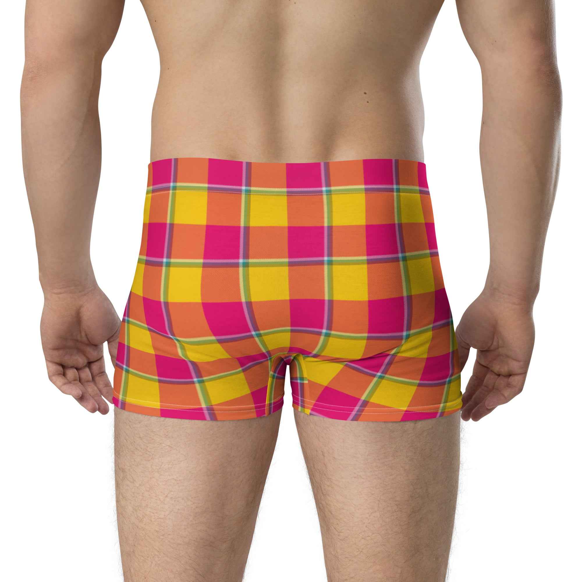 Corn and Razzmatazz Plaid Boxer Briefs - Scottish Squares