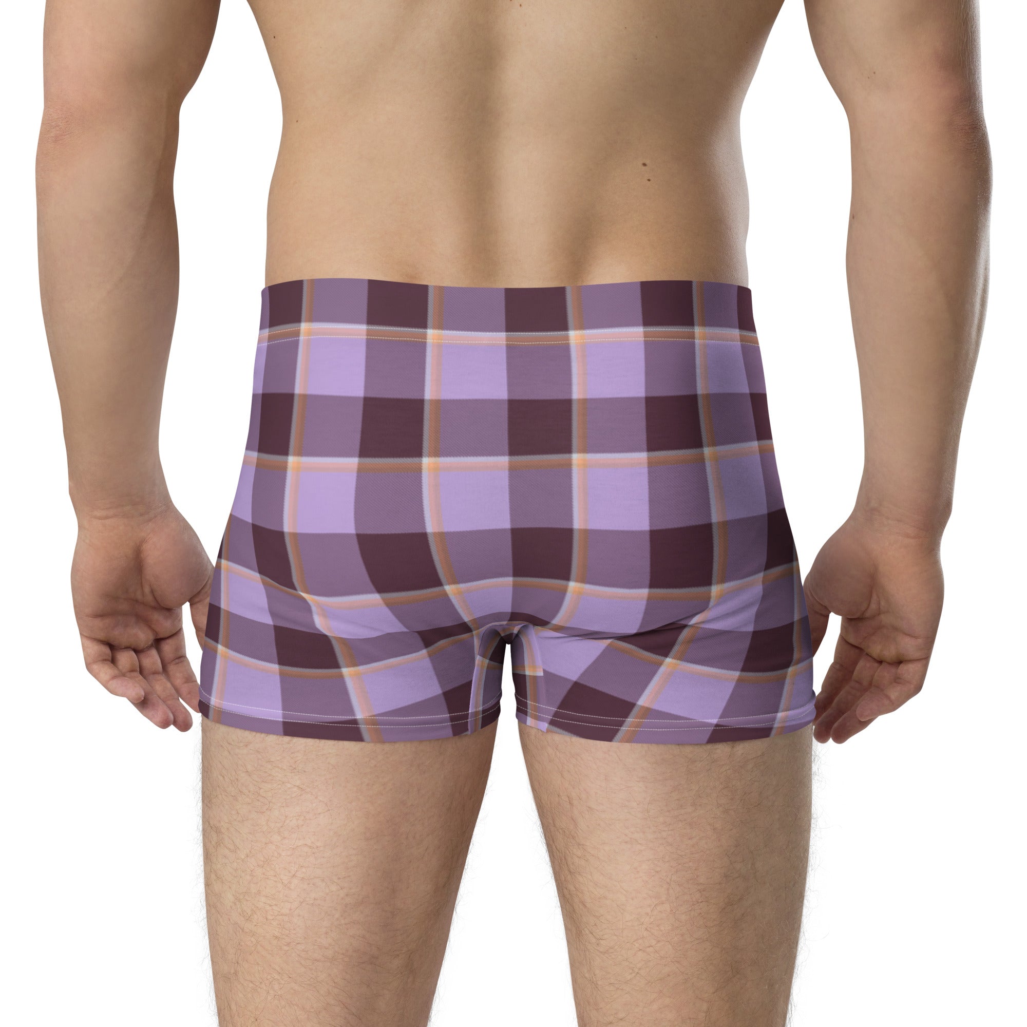 Light Wisteria and Livid Brown Plaid Boxer Briefs - Scottish Squares