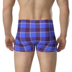 Cornflower Blue and Livid Brown Plaid Boxer Briefs - Scottish Squares