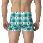 Boxer Briefs Cervical Cancer Awareness Plaid, Teal Ribbon, Supportive Gift - Scottish Squares