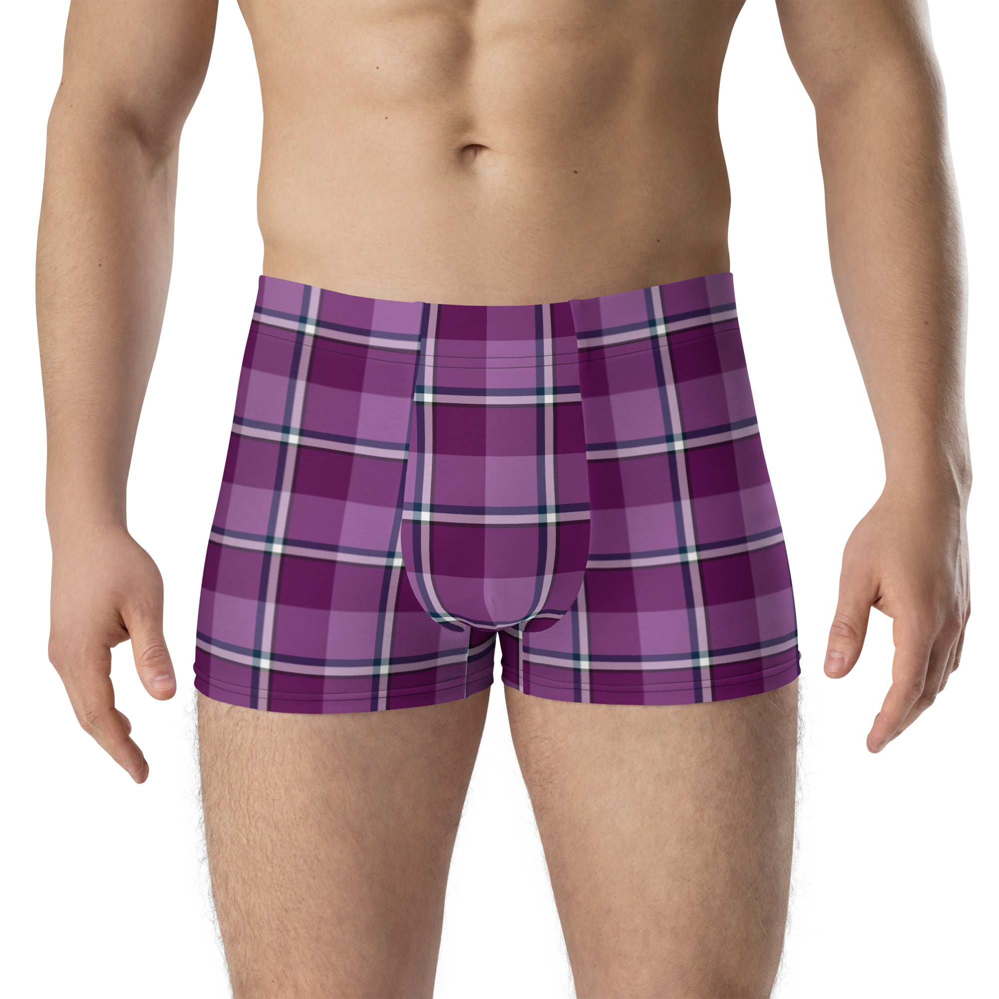 Purple and Trendy Pink Plaid Boxer Briefs - Scottish Squares