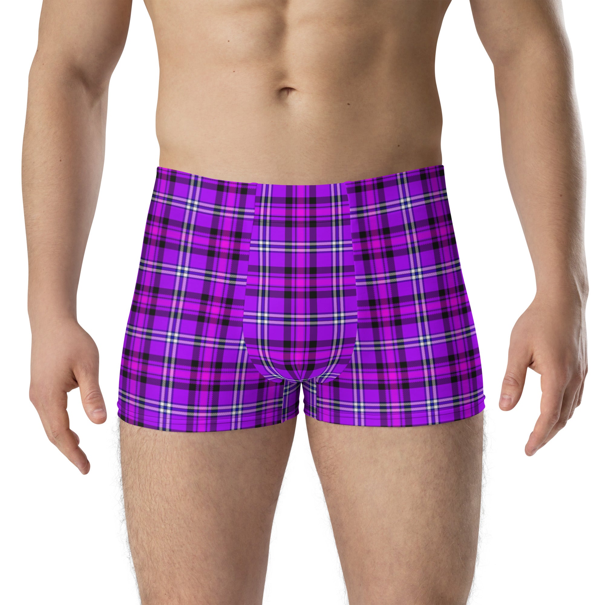 Electric Violet and Fuchsia Plaid Boxer Briefs - Scottish Squares